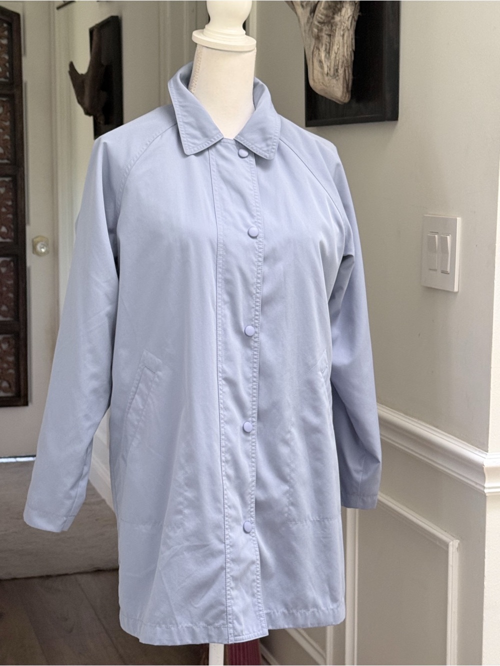 L.L.Bean Women Size SP Light Blue 2-in-1 Fleece Lined Long Jacket Coat Gorpcore